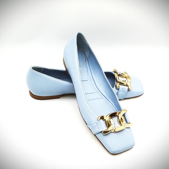 BEAUTIISOLES by ROBYN SHREIBER Giuly Chain Leather Ballet Flats Size 8 - Picture 1 of 8